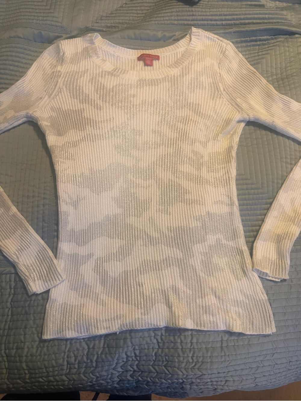 Saks Fifth Avenue Cream Ribbed Crewneck Sweater